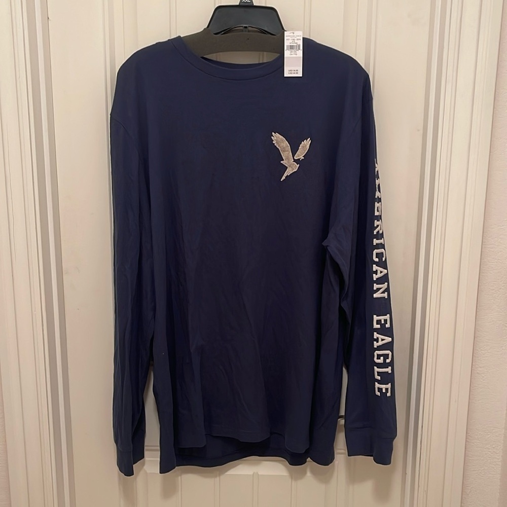 NWT American Eagle Super Soft Standard Fit Long Sleeved Top Men’s Sz XXL Blue